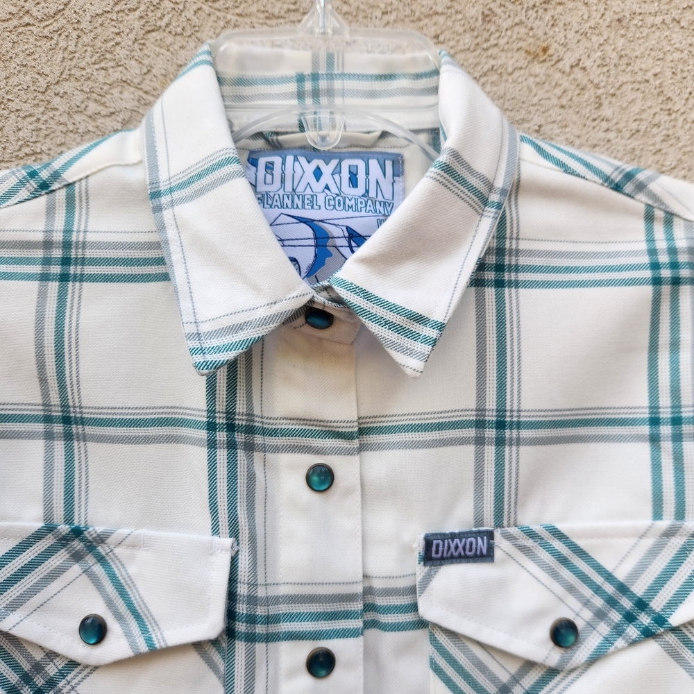 DIXXON Flannel Women's Whistler Blouse Small Plaid White Green Western Top - Picture 4 of 13